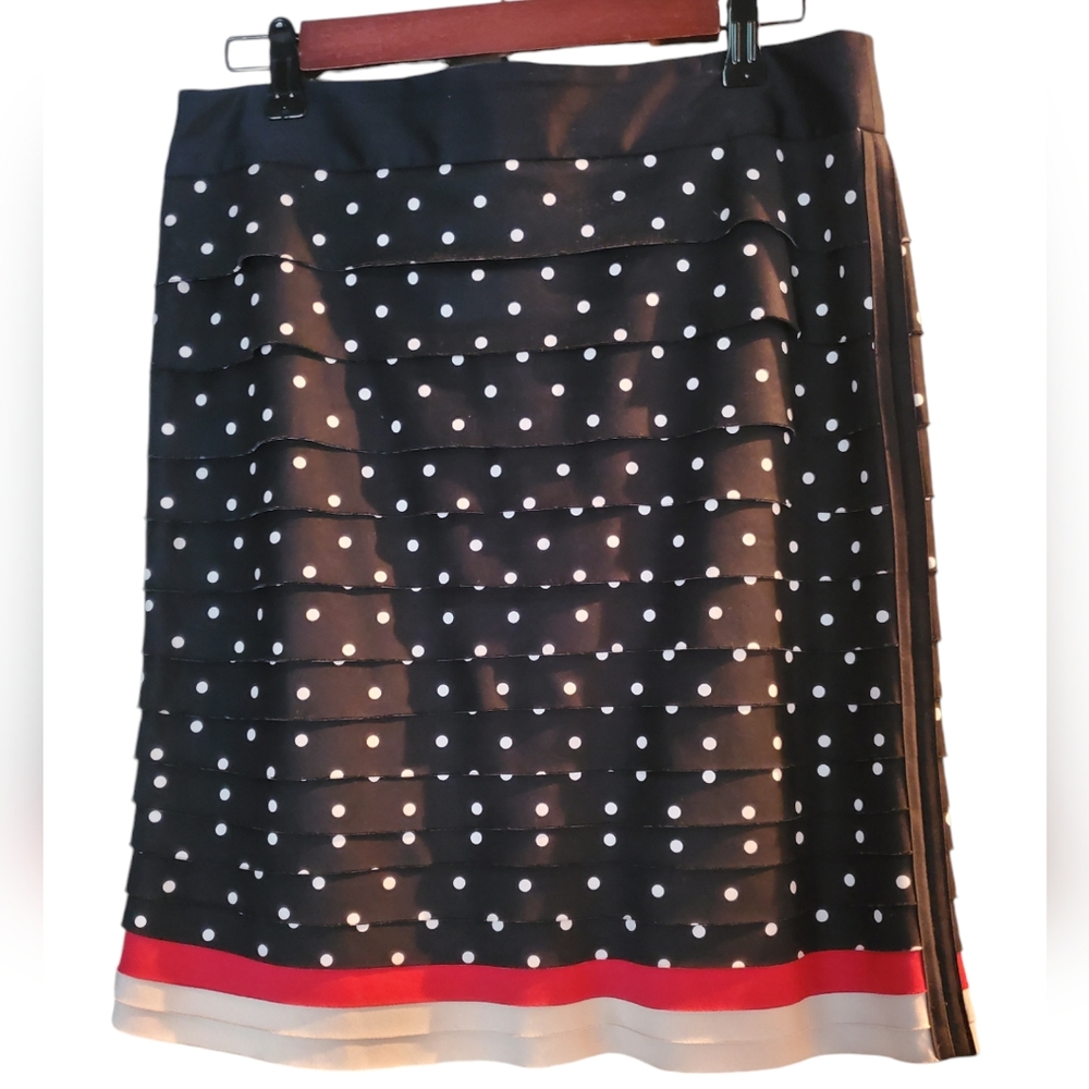 White House Black Market Women's Polka Dot Ruffle Pencil Skirt Size 4